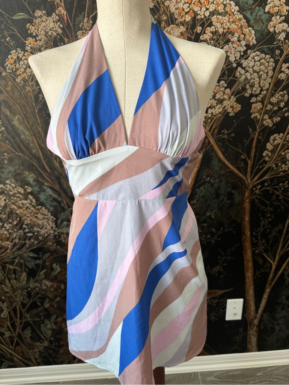 Women’s Halter in Blue, Pink & Cream